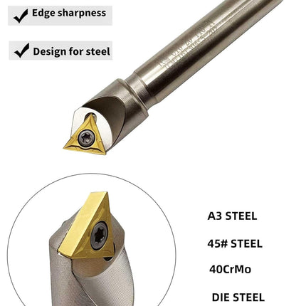 45° Chamfering Tool Holder 5/8 inch Shank with 11pcs TCMT32.51 TCMT16T304 Carbide Turning Inserts for Steel