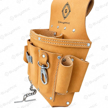 Electrician Tool Pouch Bag , Professional Multi-Pocket Organizer I Top Grain Leather