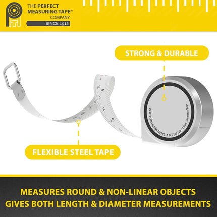 Perfect Pi Diameter Circumference Tape Measure - Imperial and Metric Tape Measure 1/2-inch by 12ft / 3.5m Use for Measuring Cylindrical Objects (Pipe Tape, Tree Tape)