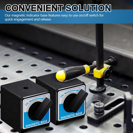2 Pcs 8T Magnetic Base Holder Bed On/off Switch 176 Lbs Holding Power Magnetic Holder Bed M8 x 1.25 Tapped Hole Switchable Base Stand Without Adjustment Arm for Indicator 2.7" x 2.2" x 2"