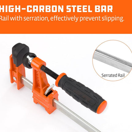 6" Bar Clamp Set, 2-Pack Steel F Clamp Light Duty, 300 lbs Load Limited, for Woodworking, Metalworking, DIY