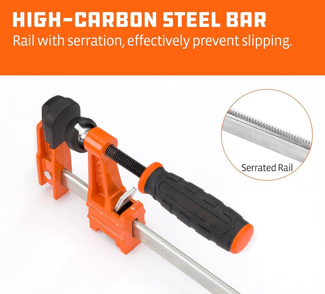 6" Bar Clamp Set, 2-Pack Steel F Clamp Light Duty, 300 lbs Load Limited, for Woodworking, Metalworking, DIY