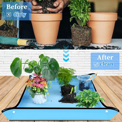 Buyohlic Repotting Mat for Indoor Plant Transplanting and Mess Control Waterproof Potting Mat, Square Planting Tray, Gardening Gifts for Plant Lovers