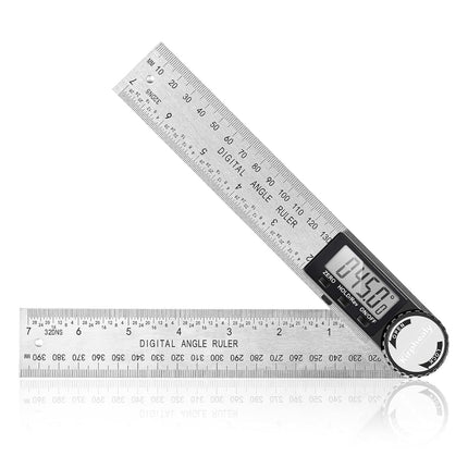 Digital Angle Finder Protractor, 7inch 200mm Angle Gauge Professional Measuring Tool, Third Generation Adjustable Angle Ruler, Quick Display for Carpentry Construction (Stainless Steel)