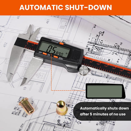 Digital Caliper, 0-8 Inch Measuring Tool Large LCD Screen, Stainless Steel, Auto-Off, Inch / Fractions/Millimeter Waterproof Caliper Digital Micrometer for DIY/Household/3D Printing