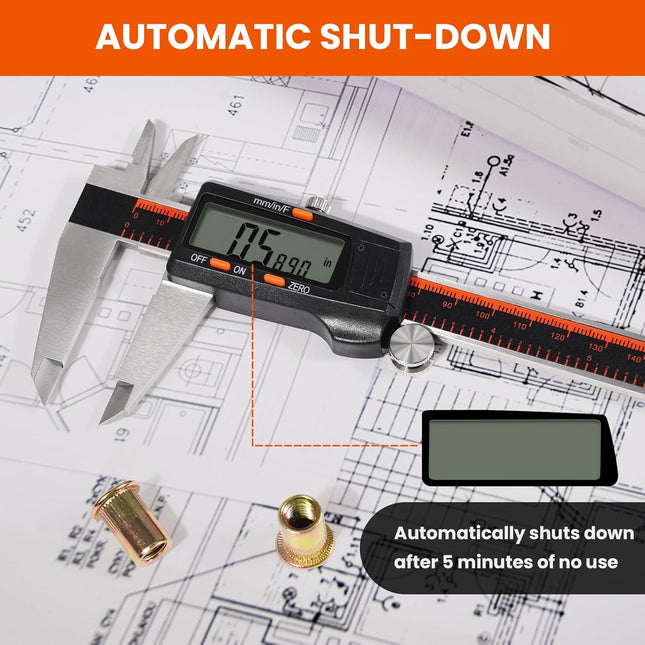Digital Caliper, 0-8 Inch Measuring Tool Large LCD Screen, Stainless Steel, Auto-Off, Inch / Fractions/Millimeter Waterproof Caliper Digital Micrometer for DIY/Household/3D Printing