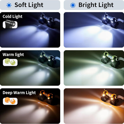Magnifying Glasses with LED Light, Hands Free Magnifier with 14 Interchangeable Lenses 3X 4X 5X 6X 7X 10X 15X, Magnifying Glasses for Close Work, Crafts, Jewelry, Sewing, Electronics Repair