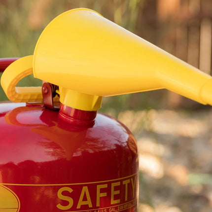 Plastic Funnel for Type I Metal Safety Cans, 5"x 7"x 12", Made of Chemically Resistant High-Density Polyethylene, Yellow,