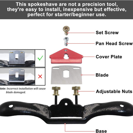 2pcs 9" 10" Adjustable Spokeshave with Flat Base, 4pcs Replacement Blades and 4-Way Rasp File, Spokeshave Woodworking Tool, Perfect for Wood Craft, Planing Trimming, Deburring Tools
