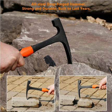 Forged Brick Hammer, Geologist Rock Pick, Bricklayer's/Mason's Hammer - 30 oz Masonary Tool with Forged Steel Construction & Shock Reduction Handle