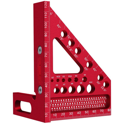Buyohlic Metric 3D Aluminum Scribing Ruler Carpenter Square with Angle Pin, Multi-Angle Measuring Tool (22.5°–90° CM Scale)