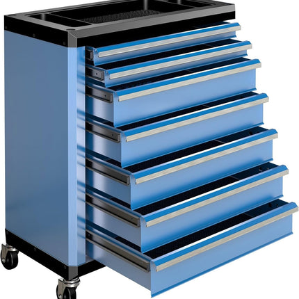 7-Drawer Rolling Tool Chest with Lock&Keys and Swivel Casters,Tool Chest with Multi-Sizes Drawers and Multifunctional Countertop,Special Connect Rods for Connection with 5-Drawer Tool Cabinet