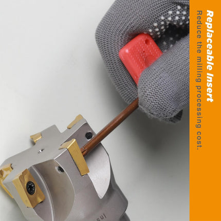 90 Degree Indexable Face Mill with 5 Pcs Carbide Inserts, 2" Cutting Diameter