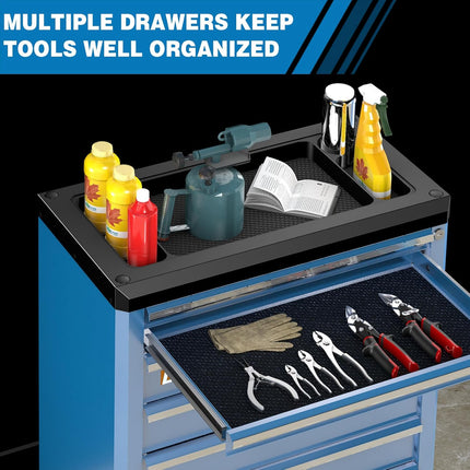 7-Drawer Rolling Tool Chest with Lock&Keys and Swivel Casters,Tool Chest with Multi-Sizes Drawers and Multifunctional Countertop,Special Connect Rods for Connection with 5-Drawer Tool Cabinet