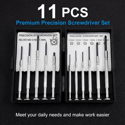 11 PCS Mini Screwdriver Set, Small Screwdrivers of Flathead and Phillips, Screwdriver Sets for Glasses, Watch, Phone, Toys, Computer Repair