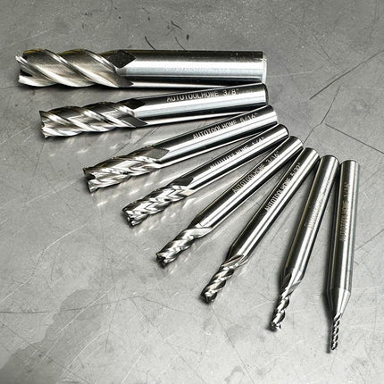 1/8" 3/16" 1/4" 5/16" 3/8" 1/2" high Speed Steel HSS 4 Flute Straight End Mill Cutter 5/32" 1/16" Set of 8