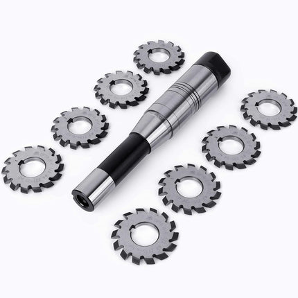 HSS Involute Gear Cutter - DP16 PA14-1/2, Bore22 No.1-8 Gear Cutters, R8 Shank, Milling Arbor Gear Mill Cutter Holder - Lathe CNC Cutting Tools