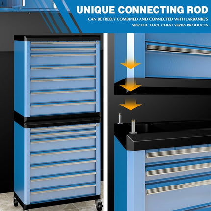 7-Drawer Rolling Tool Chest with Lock&Keys and Swivel Casters,Tool Chest with Multi-Sizes Drawers and Multifunctional Countertop,Special Connect Rods for Connection with 5-Drawer Tool Cabinet