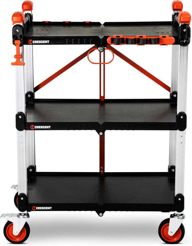 3 Shelf Heavy Duty Folding Jobsite Cart - 300-lb Capacity
