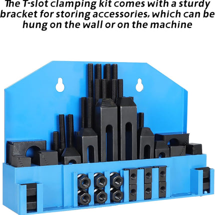 58-Pack Pro-Series 1/2In T-Slot Hold Down Clamp Clamping Kit Replacement for Bridgeport Mill Set Up Set 3/8In-16 Stud