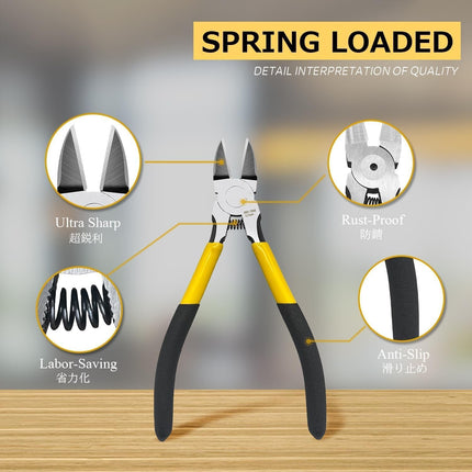 Wire Cutter,6.5 inch Side Cutters,Spring Loaded Wire Cutters for Crafting,Flush Cutter,Ultra Sharp for Jewelry Making,Flush Cut Pliers,Dikes Wire Cutters,Floral Wire Cutter,Snips
