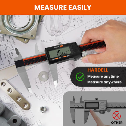 Digital Caliper, 0-8 Inch Measuring Tool Large LCD Screen, Stainless Steel, Auto-Off, Inch / Fractions/Millimeter Waterproof Caliper Digital Micrometer for DIY/Household/3D Printing