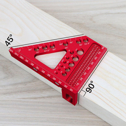 Buyohlic Metric 3D Aluminum Scribing Ruler Carpenter Square with Angle Pin, Multi-Angle Measuring Tool (22.5°–90° CM Scale)