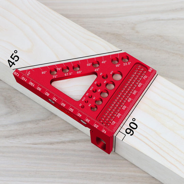 Buyohlic Metric 3D Aluminum Scribing Ruler Carpenter Square with Angle Pin, Multi-Angle Measuring Tool (22.5°–90° CM Scale)