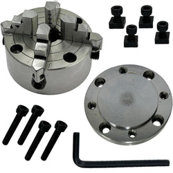 80 mm Chucks with Back Plate for 3" I 80 mm & 4" Inch I 100 mm Rotary Tables & Small Bench Top Lathe Machines