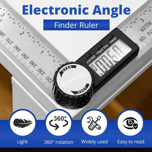 Digital Angle Finder Protractor, 7inch 200mm Angle Gauge Professional Measuring Tool, Third Generation Adjustable Angle Ruler, Quick Display for Carpentry Construction (Stainless Steel)