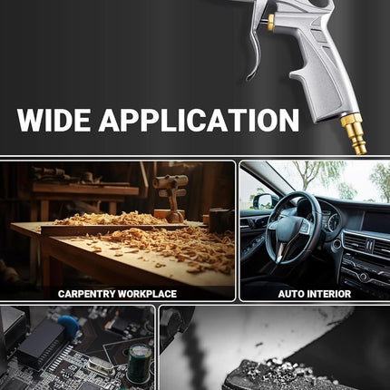 Heavy Duty Air Blow Gun Air Nozzle Blow Gun, Air Blower for Compressor with Bigger Pipe & Extended Nozzle, Pneumatic Air Compressor Accessories Tool for Car Detailing/Industrial Household Cleaning
