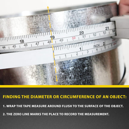 Perfect Pi Diameter Circumference Tape Measure - Imperial and Metric Tape Measure 1/2-inch by 12ft / 3.5m Use for Measuring Cylindrical Objects (Pipe Tape, Tree Tape)