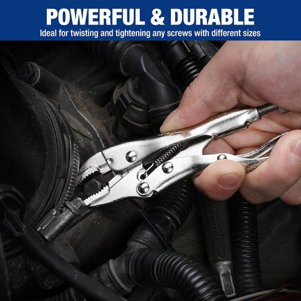 Locking Pliers, 4-inch Mini Curved Jaw Vice Grips pliers, Chromium-Vanadium Steel Locking Pliers with Wire Cutter, Locking Adjustable Vise Grips for Clamping Twisting Welding