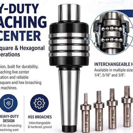Lathe Live Revolving Tailstock Center with HSS Hardened Broaches Precision Centre