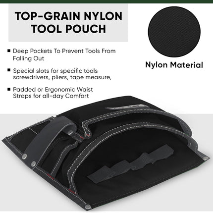Durable Canvas 5-Pockets Single Side Tool Pouch Bag /Work Apron-Adjustable Belt