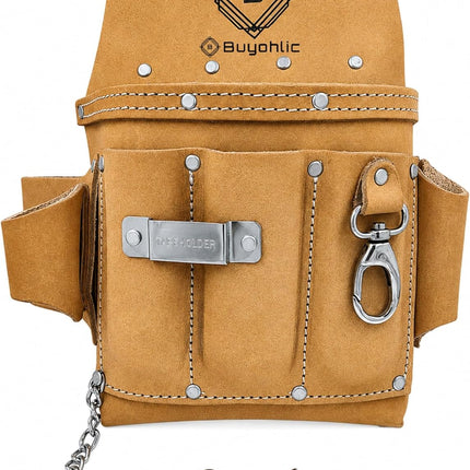 Electrician Tool Pouch Bag , Professional Multi-Pocket Organizer I Top Grain Leather