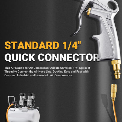 Heavy Duty Air Blow Gun Air Nozzle Blow Gun, Air Blower for Compressor with Bigger Pipe & Extended Nozzle, Pneumatic Air Compressor Accessories Tool for Car Detailing/Industrial Household Cleaning
