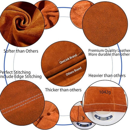 Leather Welding Work Apron with 6 Tool Pockets, Heat & Flame Resistant Welder Aprons, 24" x 36", Adjustable M to XXXL