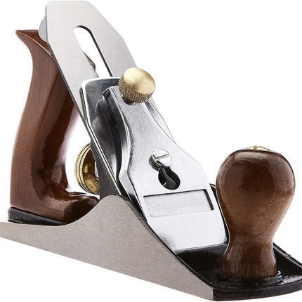 No.4 Adjustable Precision Smoothing Bench Hand Plane with 2-Inch Blade and Wooden Handles for Woodworking, Brown