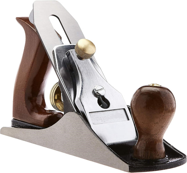 No.4 Adjustable Precision Smoothing Bench Hand Plane with 2-Inch Blade and Wooden Handles for Woodworking, Brown