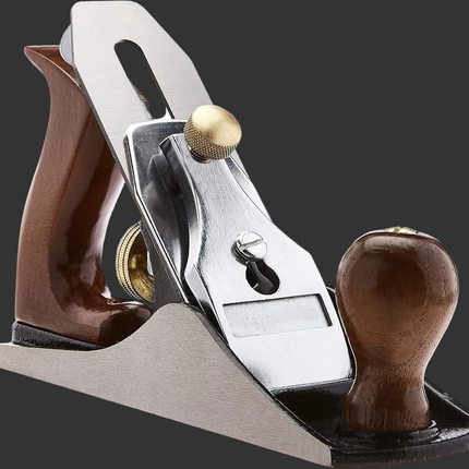 No.4 Adjustable Precision Smoothing Bench Hand Plane with 2-Inch Blade and Wooden Handles for Woodworking, Brown