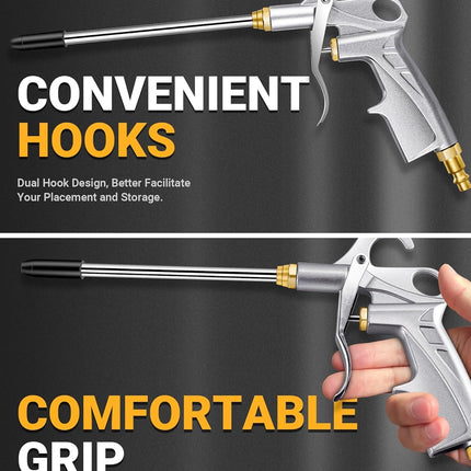 Heavy Duty Air Blow Gun Air Nozzle Blow Gun, Air Blower for Compressor with Bigger Pipe & Extended Nozzle, Pneumatic Air Compressor Accessories Tool for Car Detailing/Industrial Household Cleaning
