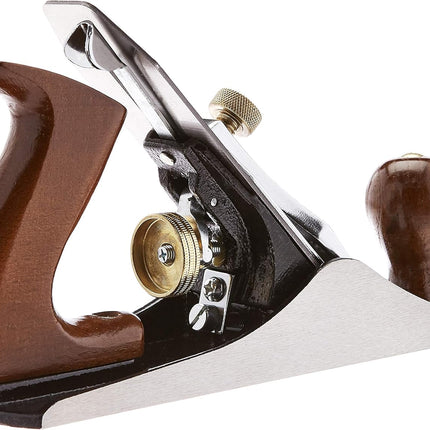 No.4 Adjustable Precision Smoothing Bench Hand Plane with 2-Inch Blade and Wooden Handles for Woodworking, Brown