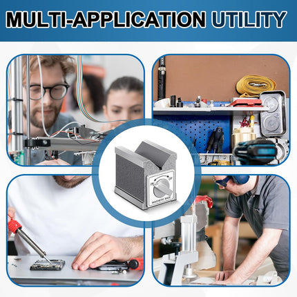 Magnetic V Block with Switch 2.875" High 2.36'' Wide by 3.5'' Deep MVB 3 Sides V Block for Mechanical Calibration Technical Measurement Machining Workpiece Measurement Equipment Calibration