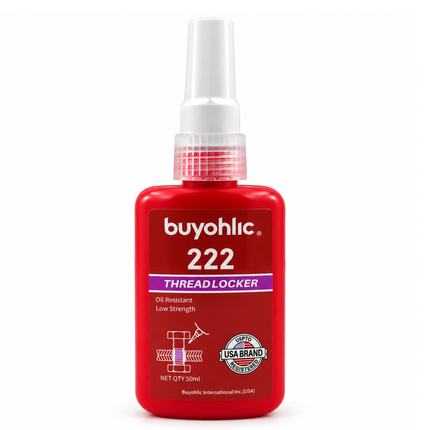 Thread Locker Red 222 -50ml  Low Strength Oil Resistant Removable Thread Lock Glue for Nuts, Bolts, & Fasteners,Screw Glue to Prevent Loosening & Corrosion