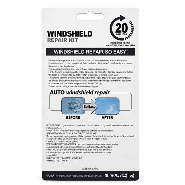 Premium Quality DIY Windshield Repair Kit for Chips & Cracks