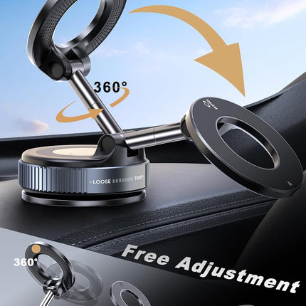 360° Vacuum Magnetic Phone Holder – Hands-Free Suction Cup Car Mount for Windshield, Dashboard & Mirror