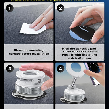 360° Vacuum Magnetic Phone Holder – Hands-Free Suction Cup Car Mount for Windshield, Dashboard & Mirror