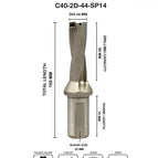 Dia 44 mm~2D~40 mm Shank