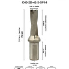 Dia 49.5 mm~2D~40 mm Shank